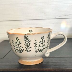 SH HOME Green Plant Pattern Coffee Tea Mug NEW